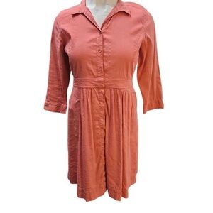 NWT Eileen Fisher dress PL PETITE LARGE new knee length midi button linen blend